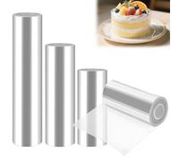 Zyluniy 4 Rouleaux Colliers à Gâteau, 8cm/10cm/15cm/20cm x 10 m, Rouleau D'acétate Transparent, Bande D'acétate pour Gâteau Réutilisable, pour Les Bordures De Gâteaux,Gâteau en Mousse, Dessert