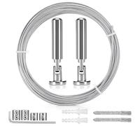 Zyluniy 5m Tringle à Rideaux Kit, Câble en Acier pour Rideau, Fil de Suspension en Acier Inoxydable pour Accrocher Photos, Rideaux de Douche, Corde à Rideau, Décoration Murale d'art de Pépinière