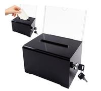 Zyluniy Boîte de Dons en Acrylique, Acrylic Donation Box avec Serrure et Support pour Pancarte, Boîte à suggestions en Plastique avec Fente pour Cartes de Visite, Votes, Jeux-Concours (16x10x12cm)