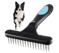 Zyluniy Brosse à tapis pour chien et chat, avec deux rangées de broches pour poils moyens et longs, râteau à tapis portable, Furminator pour chien et chat, triple utilisation pour démêler les nœuds