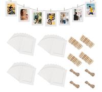 Zyluniy Cadres Photo en Papier 11.5 * 15.5CM DIY Cadre Photo Carton 40 Pièces Mini Cadre Photo avec 40 Clips et 4 Cordes Guirlande Photo pour Cadre a Décorer Murale (Blanc)