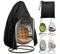 Zyluniy Couverture de Chaise Suspendue, Tissu Oxford 210D, 190 x 115 cm, Protection Balançoire Extérieure, Imperméable, Anti-UV, Protecteur de Meubles de Jardin Résistant (Noir)