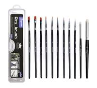 Zyluniy Dry Brush Modélisme Pinceaux, 9 Pinceaux Fin Peinture + 2 Drybrush, pour Warhammer 40k, Aquarelle, Acrylique, Miniature, Peinture Citadel Warhammer