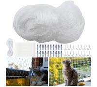 Zyluniy Filet Chat Balcon, Filet de Balcon sans Perçage, 4x3m Filet de Protection Chat Transparent, Filet Anti-Oiseaux 2,5cm, avec Corde Fixe et Accessori, pour Balcons, Fenêtres (Blanc)