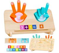 Zyluniy Jeux Montessori 3 Ans, Jeux educatif 3-5 Ans, Planche Double Face Chiffres et Doigts, Blocs Numériques Colorés, Multifonctionnel Mathématiques en Bois pour Enfants