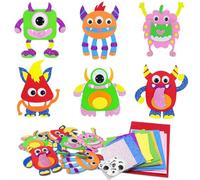 Zyluniy Kit Créatif Monstre pour Enfants, Activité Manuelle DIY avec Autocollants EVA Auto-Adhésifs et Feutrine Cadeau Anniversaire Fait Main Garçons et Filles 4-12 Ans