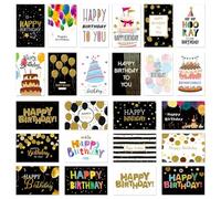 Zyluniy Lot de 24 Cartes d'anniversaire avec Enveloppe et Autocollants, Carte de Vœux Anniversaire Femme, Carte Postale, Carte Anniversaire Homme, Cartes de Vœux Pliantes pour Hommes, Femmes, Enfants