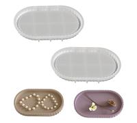 Zyluniy Moules en Silicone 2 Pièces Résine Moule Silicone Moule à Assiette Ovale en Silicone, Plateau en Résine Moule de Moulage en pour Moules Béton Plateau Fait à la Main