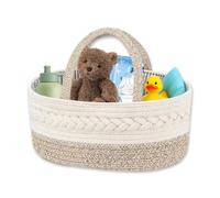 Zyluniy Panier rangement bébé, Organisateur de Couches Bébé, Rangement Lange Bebe avec Compartiments et Poignées, Boîte de Rangement Multifonction pour Couches