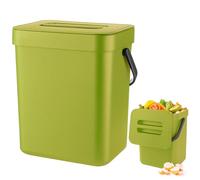 Zyluniy Poubelle à compost de cuisine 3 l - Petite poubelle bio suspendue - Petite poubelle pour plan de travail - Récipient avec couvercle - Composteur pour cuisine, maison, salle de bain, chambre à