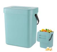 Zyluniy Poubelle Compost Cuisine 3L, Petit Seau à Compost de Cuisine, Poubelles à Suspendre, Poubelle Bio, Poubelles à Compast pour Plan de Travail, Récipient avec Couvercle, Composteur Intérieur,Bleu