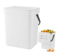 Zyluniy Poubelle Compost Cuisine 3L, Petit Seau à Compost de Cuisine, Poubelles à Suspendre, Poubelle Bio,Poubelles à Compast pour Plan de Travail, Récipient avec Couvercle, Composteur Intérieur,Blanc