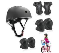 Zyluniy Protection Roller Enfant, 7 Pcs Sets de Protection Rollers, Réglables Coudières Genouillère, Casque Vélo Enfant Kit pour Roller, Vélo, Skateboard, Trottinette - Noir