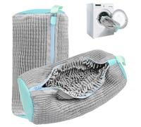 Zyluniy Sacs à Linge pour Chaussures Réutilisables, 2 PCS Sac Lavage Chaussures Machine à Laver, Sac de lavage Machine à Laver pour Chaussures Portable avec Fermeture Éclair et Nettoyage à 360°