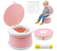 Zyluniy Siège Toilette Pliable, Pot de Voyage pour Enfant, Toilette Portable Enfant, Siège de Pot WC, avec Rouler Sacs, Sac de Rangement, pour Voyages Camping Voiture Plage Excursion Usage Familial
