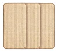 Zyluniy Tapis Griffoir pour Chat, 50 × 25 cm Tapis à en Sisal Naturel, Tapis Griffoir d'angle, Tapis Griffoir pour Chat, 3 Pièces Gratter Griffoirs avec Velcro, Convient aux Murs et Canapé