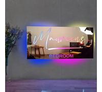 ZYMECH Grand miroir néon LED multicolore en acrylique avec lumières pour décoration d'intérieur, décorations de fête, cadeaux personnalisés