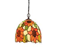 ZYMEN Tiffany Style Suspension Suspendue Vitrail Vintage Fer Art Lustre Plafond Style Pendentif 1 Lumières Luminaire Salon Salle À Manger Cuisine-Tournesol 30cm(12inch) Commemoration Day