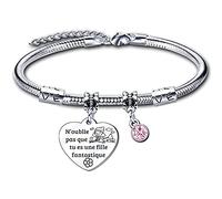 ZYMGUO Cadeau Fille Bracelet,N’oublie pas que tu es une fille Fantastique,Inspirantes Bracelet Charms Bracelet Fille, Idée Cadeau Anniversaire Diplôme(1)