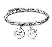 ZYMGUO Cadeaux de Zia Bracelet femme avec pendentif en acier, « Je veux bien » Bracelet cadeau anniversaire pour Zia, L, Acier inoxydable