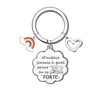 ZYMGUO Porte Clé Femme Courage - Cadeau Fille Amie Soeur Noël - Motivation et Encouragement - Persévérance (05)