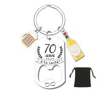 ZYMGUO Porte-Clés pour 18 ans 20 ans 21 ans 30 ans 40 ans 50 ans 60 ans 70 ans Anniversaire,Garcon Idée Cadeau 18-70 ans à ta santé Homme et Femme Porte-clés Original Homme (70 ans)