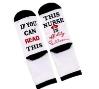 ZYMIADOU 1 paire de chaussettes « If You Read This Nurse Offduty » - Motif lettres - Cadeau d'appréciation pour infirmière - Ajustement élastique - En coton - Mi-mollet, Noir , Taille unique