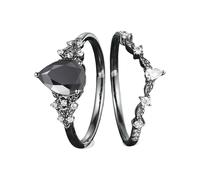ZYMIADOU Bague tendance en alliage avec cristaux noirs pour un usage quotidien, plusieurs tailles, confortable, design d'inspiration gothique, pour tous les jours, oxyde de zirconium noir, taille