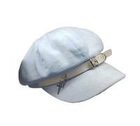 ZYMIADOU Bérets à oreilles en fourrure avec breloque lapins, bérets peintre, bérets boulanger garçon pour promener dans la rue, accessoires photo en fourrure, chapeau long