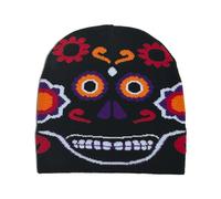 ZYMIADOU Bonnet d'hiver élastique coupe-vent tricoté pour Halloween, motif tête de mort pour femmes et hommes, garde les oreilles au chaud, pour le ski, le cyclisme, pour adultes et adolescents, Noir