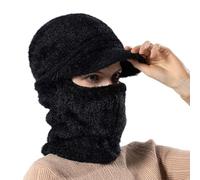 ZYMIADOU Bonnet tricoté à capuche unisexe avec détails en fourrure exquis pour attirer les regards des hommes, des femmes, des enfants et des hommes, Noir , Taille unique