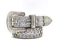 ZYMIADOU Ceinture en strass pour jeans, robe pour homme, cowgirl occidentale cloutée en simili cuir, accessoires de costume avec strass, ceintures cloutées en cristal, robes en cuir pour femmes et