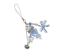 ZYMIADOU Chaîne de téléphone avec breloque marine étincelante avec pendentif en résine au design unique pour clés, sacs, décoration, motif méduse unique, bleu, Keychain