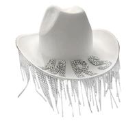 ZYMIADOU Chapeau de cowboy à large bord pour mariée, jeu de rôle, cowgirl, fête de mariage, enterrement de vie de jeune fille, fête, couvre-chef, cosplay, cérémonie de mariage, festival de musique