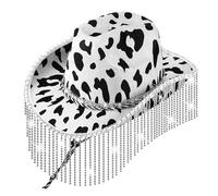 ZYMIADOU Chapeau de cowboy de vacances avec guirlande lumineuse LED, paillettes brillantes, pompons, pour club, carnaval, festival de musique, chapeau de cowboy pour homme