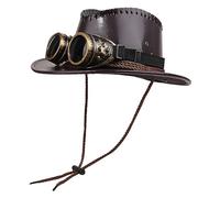 ZYMIADOU Chapeau de cowboy décoratif pour femme et fille - Respirant - Avec menton réglable - En polyuréthane - Pour homme et femme, marron foncé, hat plus goggles