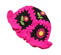 ZYMIADOU Chapeau de pêcheur français creux en crochet à fleurs pour femmes et adolescents - Chaud et confortable - Tête de mort pour voyage, a, Taille unique