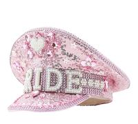 ZYMIADOU Chapeau en forme de lettre avec strass pour mariée, cosplay, paillettes, spectacles, accessoires militaires, fête pour mariage