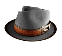 ZYMIADOU Chapeau Fedora vintage en laine à bord court victorien pour femme, chapeau d'hiver pour homme, gris, Taille unique