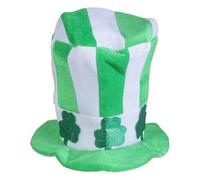 ZYMIADOU Chapeau haut-de-forme irlandais vert rayé Leprechaun Cap Irlande Accessoires de décoration de fête Costume pour femme homme chapeau cadeau