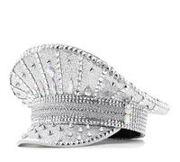 ZYMIADOU Chapeau haut-de-forme marin avec rivets cloutés pour jeunes adultes fête à thème musique festival séance photo accessoires strass