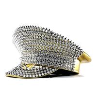ZYMIADOU Chapeau haut-de-forme marin avec rivets cloutés pour jeunes adultes fête à thème musique festival séance photo accessoires strass