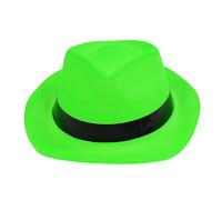 ZYMIADOU Chapeau Homburg vert en plastique avec breloque de gangster, couleur vive pour fête, fête, festivals, accessoires de fête pour adultes pour enfants, mariage en vrac pour femmes