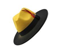 ZYMIADOU Chapeau melon de couleur ombrée pour festival de musique adulte hiver automne unisexe couvre-chef de scène danse jazzy fournitures de fête chapeau jazzy à plumes, jaune/noir, Taille unique