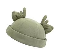 ZYMIADOU Chapeau vintage de Noël décontracté sans bord réglable en bois de cerf oreilles tête de mort corne de renne pour femelle, mâle, bonnets pour enfants