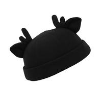 ZYMIADOU Chapeau vintage de Noël décontracté sans bord réglable en bois de cerf oreilles tête de mort corne de renne pour femelle, mâle, bonnets pour enfants