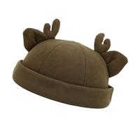 ZYMIADOU Chapeau vintage de Noël décontracté sans bord réglable en bois de cerf oreilles tête de mort corne de renne pour femelle, mâle, bonnets pour enfants