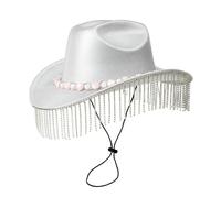 ZYMIADOU Chapeaux de cowboy de vacances avec pampilles et perles à la main, chapeau de cowgirl pour carnaval, festival de musique, chapeau de cowgirl pour filles