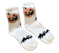ZYMIADOU Chaussettes en polaire corail pour femme pour fêtes d'Halloween, citrouille, fantôme, sorcière, imprimé, confortable, pantoufle pelucheux, cheville d'Halloween, b, Taille unique