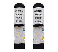 ZYMIADOU Chaussettes longues fantaisie pour homme et femme avec inscription humoristique « If You Can Read This Whisky Beer Wine Letters » - Bas de bonneterie - Cadeaux pour femme - Chaussettes